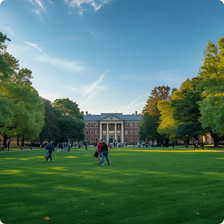 Campus photo with daytime sky before AI background change