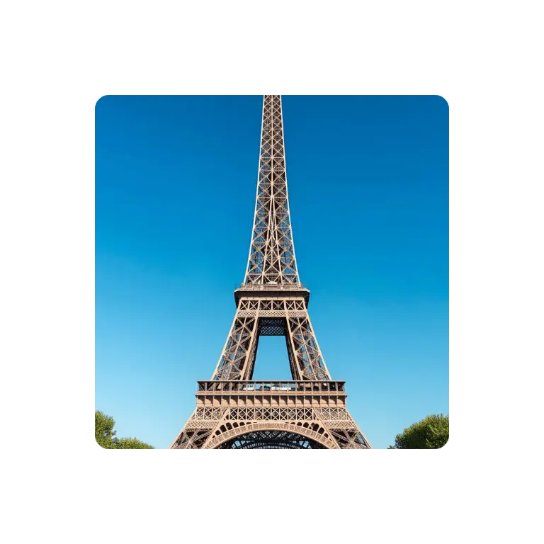 Cropped photo of the Eiffel Tower before AI image extension